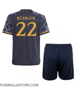 Günstige Real Madrid Antonio Rudiger #22 Auswärts Trikotsatzt Kinder 2023-24 Kurzarm (+ Kurze Hosen)